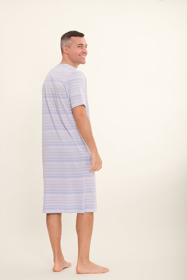 PIQUESTREIF Herren-Nachthemd